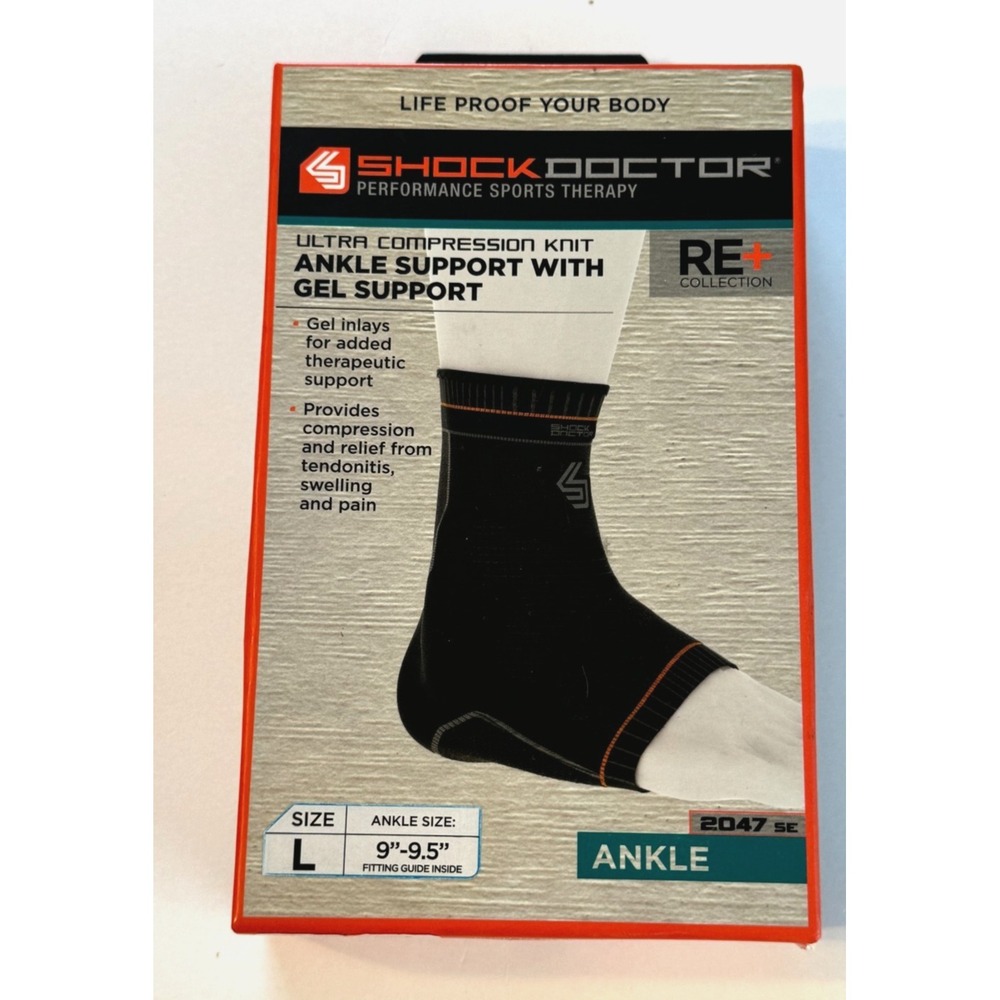 NEW Shock Doctor Ultra Compression Knit Ankle Support w/ Gel Support Size Large